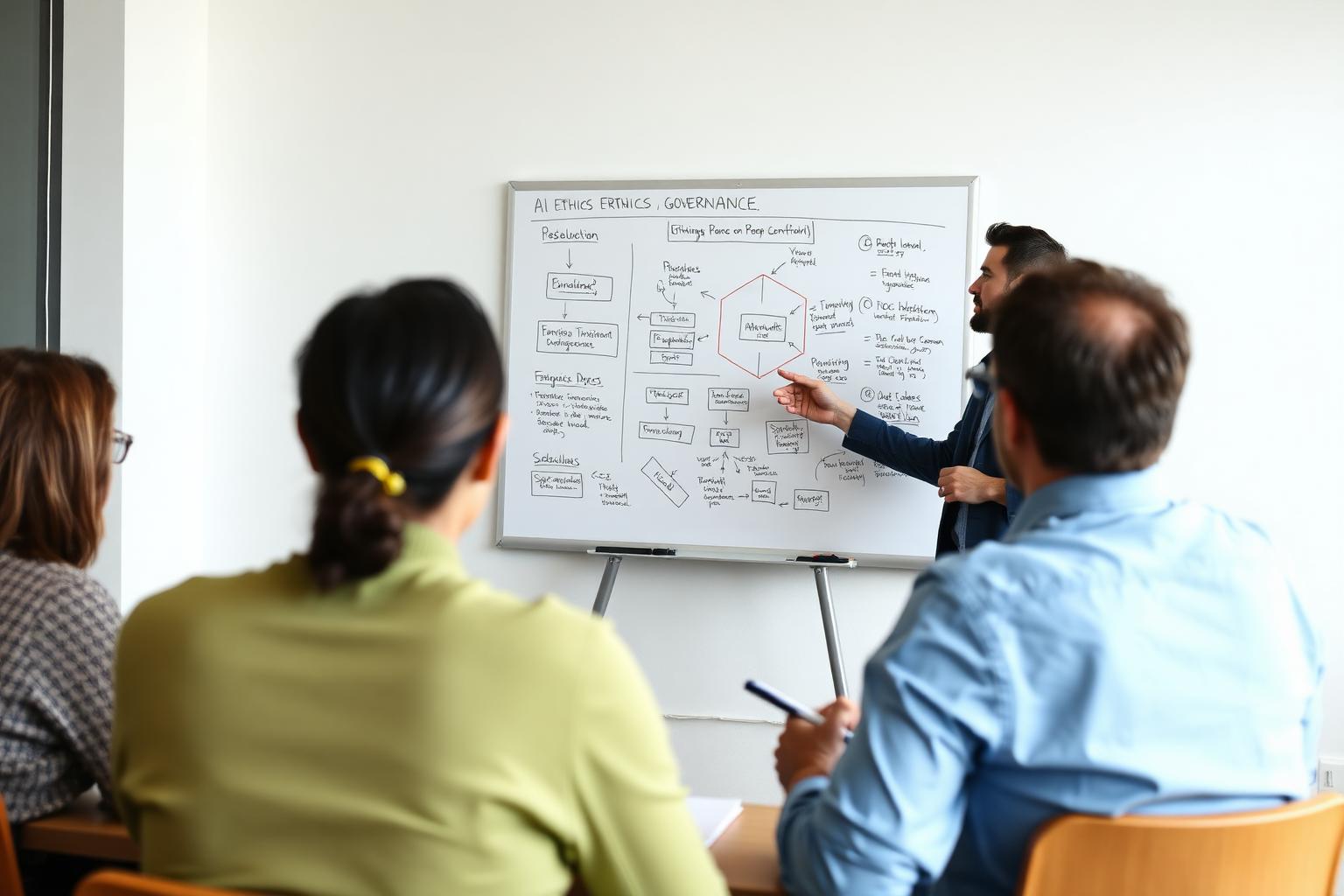 Instructor leading a workshop on AI ethics and governance