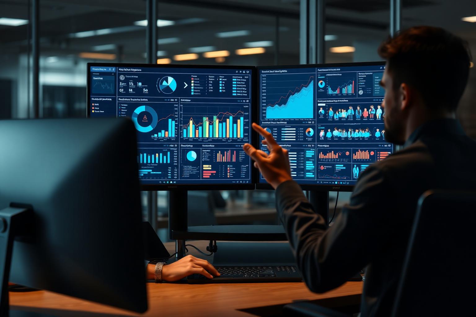 HR professional reviewing AI-generated analytics dashboards