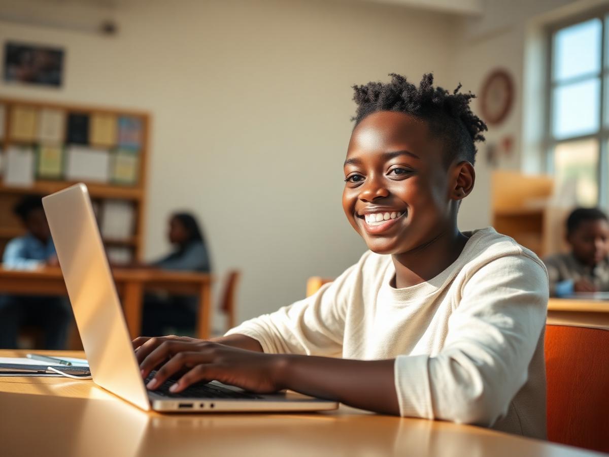 Student learning AI skills