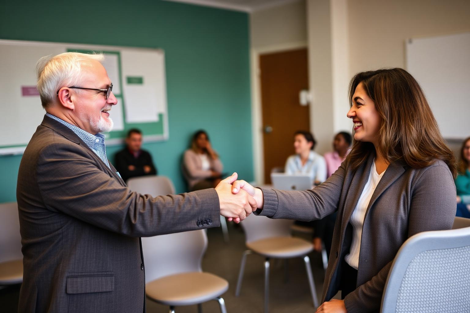 Instructor coaching a participant on interview skills