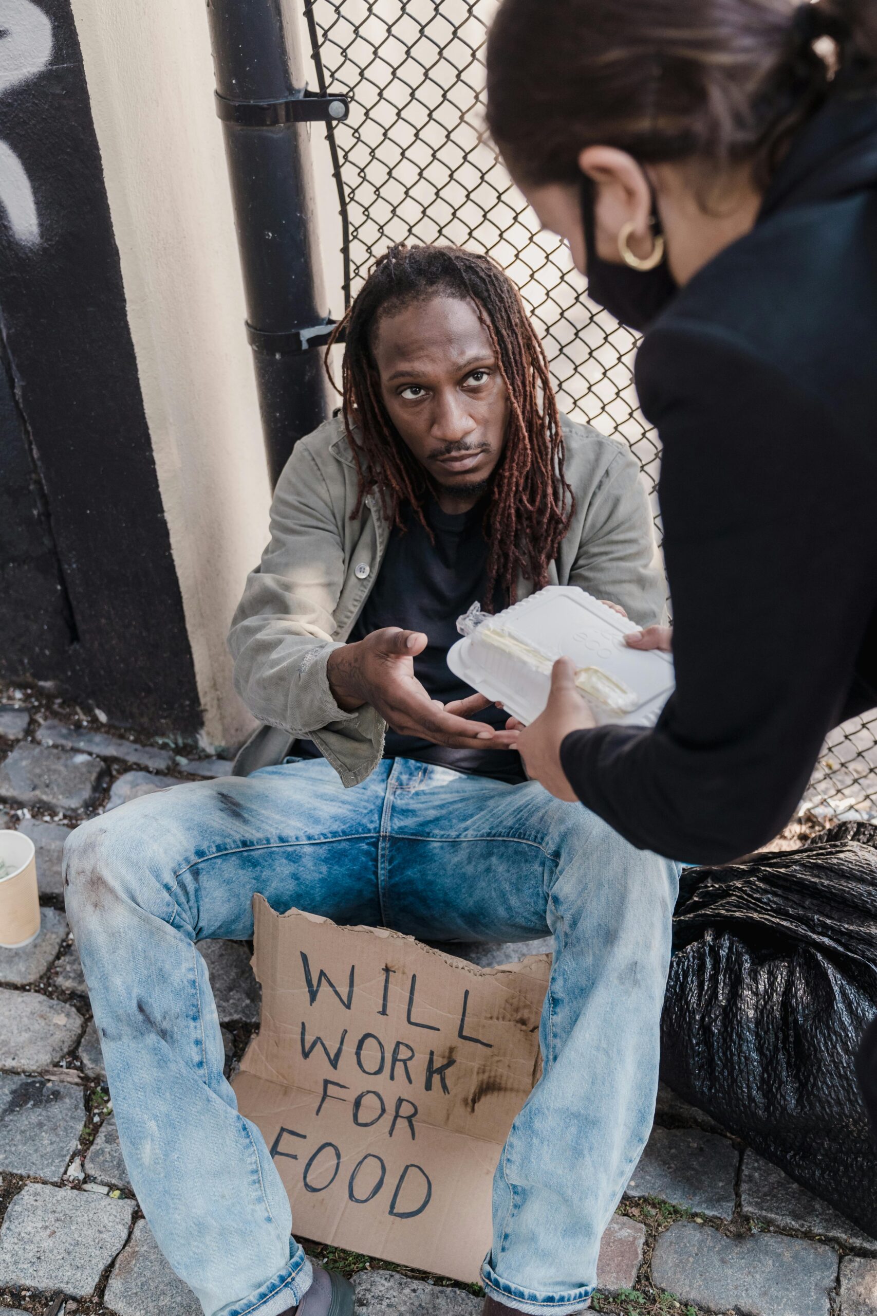 homeless and hungry person
